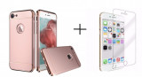 Pachet husa Elegance Luxury 3in1 Rose-Gold pentru Apple iPhone 7 Plus cu folie de sticla gratis, Oem