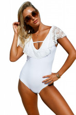 SW1077-2 Costum de baie intreg, accesorizat cu volanas din dantela foto