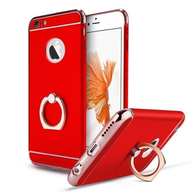 Husa Elegance Luxury Red 3in1 Ultrasubtire cu inel pentru Apple iPhone 7
