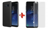 Pachet husa Slim Antisoc Black Samsung Galaxy S8 cu folie sticla Clear gratis, Oem
