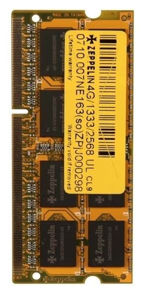 SODIMM DDR3/1333 4096M ZEPPELIN (life time, dual channel) foto mare SODIMM DDR3/1333 4096M ZEPPELIN (life time, dual channel) foto mare