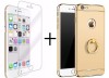 Husa iPhone 7 Plus Gold 3in1 Ring Luxury + Folie Sticla, Protectie Completa