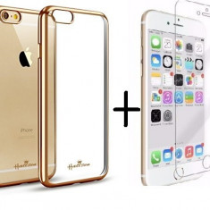 Pachet husa Elegance Luxury Gold Apple iPhone 6 Plus/6S Plus + folie protectie