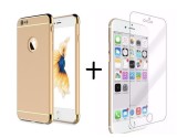 Pachet husa Elegance Luxury 3in1 Ultrasubtire Gold pentru Apple iPhone 7 Plus cu folie de sticla gratis, Oem