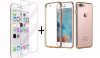 Pachet husa Elegance Luxury placata Gold pentru Apple iPhone 7 Plus cu folie de protectie gratis, Oem