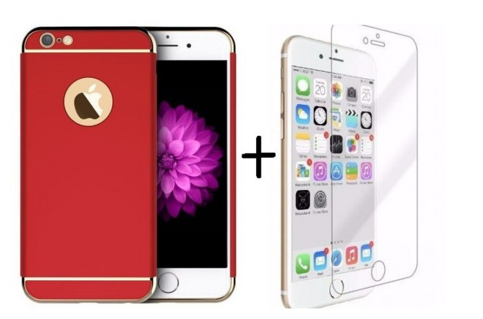 Pachet husa Ultrasubtire 3in1 Red pentru Apple iPhone 7 + folie de sticla gratis