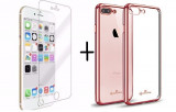 Pachet husa Elegance Luxury Rose-Gold Apple iPhone 7 + folie de protectie, Oem