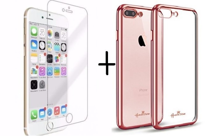 Pachet husa Elegance Luxury placata Rose-Gold pentru Apple iPhone 7 cu folie de protectie gratis foto mare Pachet husa Elegance Luxury placata Rose-Gold pentru Apple iPhone 7 cu folie de protectie gratis foto mare