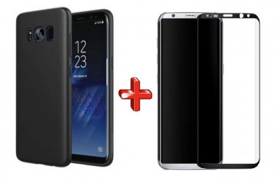 Pachet husa Slim Antisoc Black Samsung Galaxy S8 + folie sticla Black gratis foto