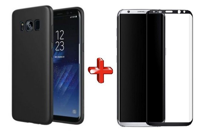 Pachet husa Slim Antisoc Black Samsung Galaxy S8 + folie sticla Black gratis