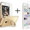 Pachet husa Elegance Luxury 3in1 Ring Gold Apple iPhone 6/6S + folie sticla