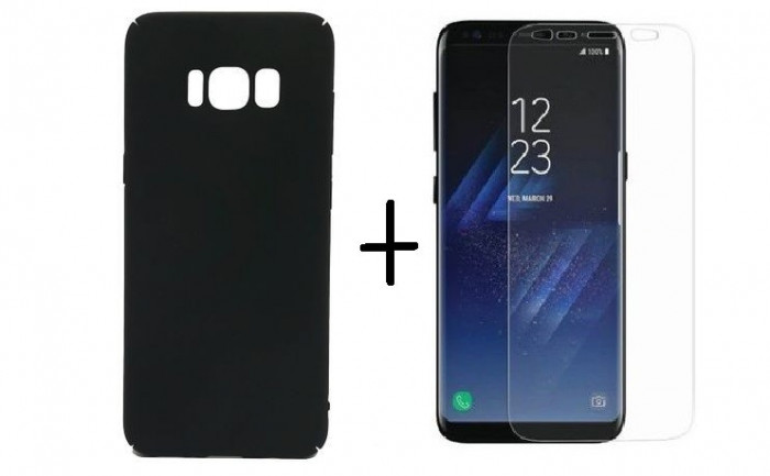 Pachet husa jail case culoare neagra Samsung Galaxy S8 + folie protectie gratis