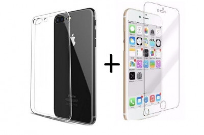 Pachet husa slim TPU transparenta Apple iPhone 7 Plus + folie sticla gratis foto