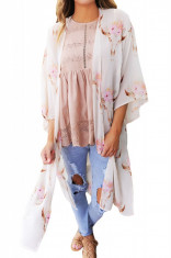 Q606-2 Tunica de plaja stil kimono cu imprimeu floral foto