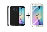 Pachet husa Elegance Black Samsung Galaxy S6 Edge + folie protectie gratis, Argintiu, Oem