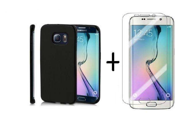 Pachet husa Elegance Black Samsung Galaxy S6 Edge + folie protectie gratis