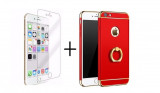 Pachet husa Elegance Luxury 3in1 Ring Red pentru Apple iPhone 7 Plus cu folie de sticla gratis, Oem