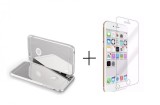 Pachet husa tip oglinda Silver Apple Iphone 6 / 6S + folie de sticla gratis, Oem