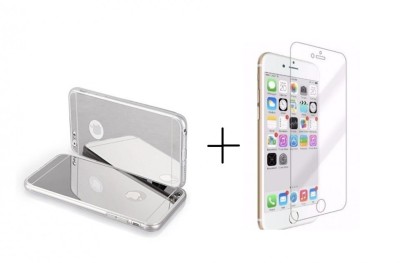 Pachet husa tip oglinda Silver Apple Iphone 6 / 6S + folie de sticla gratis foto