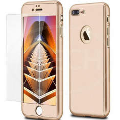 Husa FullBody Elegance Luxury Gold pentru Apple iPhone 7 Plus acoperire completa 360 grade cu folie de protectie gratis