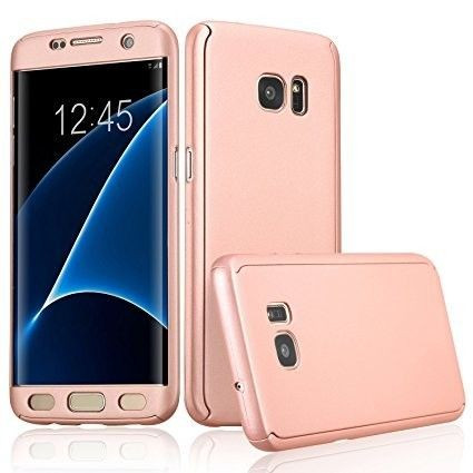 Husa FullBody Rose-Gold Samsung Galaxy S7 Edge 360 + folie protectie  gratis, Roz | Okazii.ro