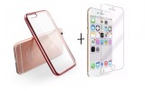 Pachet husa ELEGANCE LUXURY pentru Apple Iphone 6 / Apple Iphone 6S PLACATA Rose-Gold cu folie de protectie gratis, Oem