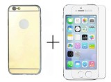 Pachet husa Tip Oglinda Gold Apple Iphone 5/5S/5SE + folie sticla gratis, Oem