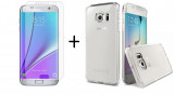 Pachet husa transparenta Samsung Galaxy S7 Edge + folie protectie gratis, Argintiu, Oem
