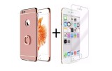 Pachet husa Elegance Luxury 3in1 Ring Rose-Gold pentru Apple iPhone 6 Plus / Apple iPhone 6S Plus cu folie de sticla gratis, Oem