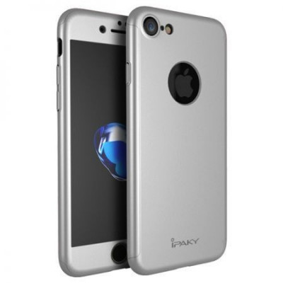 Husa fata-spate iPaky pentru iPhone 8 ARGINTIU cu folie de protectie ( SILVER ) foto