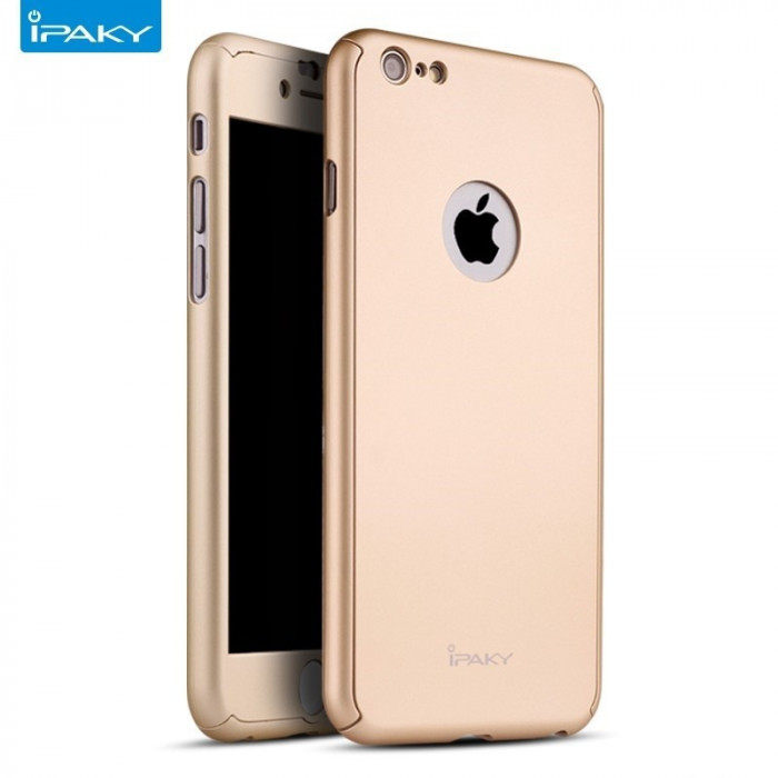 Husa FullBody iPaky Gold Apple iPhone 7 360 grade + folie protectie
