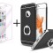 Pachet husa Elegance Luxury 3in1 Ring Black pentru Apple iPhone 6 / Apple iPhone 6S cu folie de sticla gratis