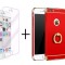 Pachet husaUltrasubtire 3in1 Ring Red Apple iPhone 7 + folie sticla gratis