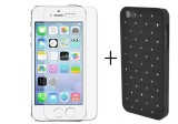 Husa iPhone 5/5S/SE Elegance Luxury Neagra cu Diamante + Folie Sticla