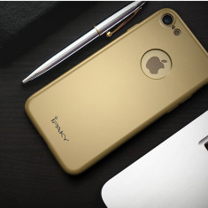 Husa fata-spate iPaky pentru iPhone 8 AURIU cu folie de protectie ( GOLD )