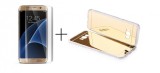 Husa Oglinda Aurie Samsung Galaxy S7 Edge Luxury + Folie Protectie Ecran