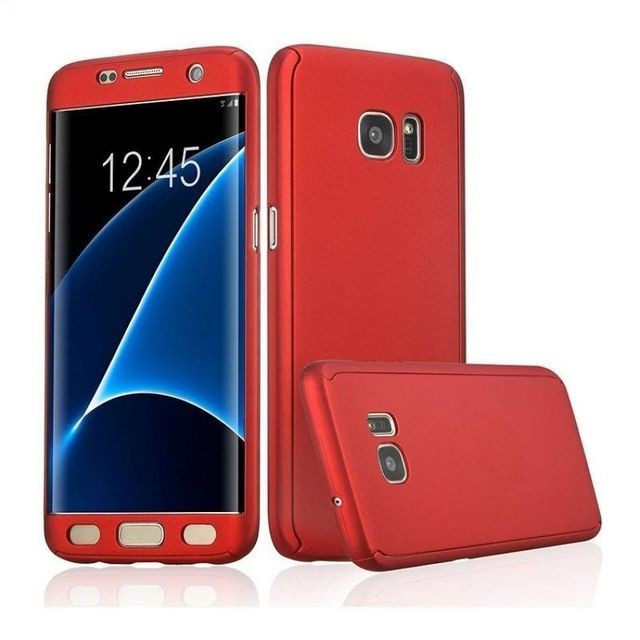 Husa 360 GRADE compatibila SAMSUNG S7 cu Folie de protectie inclusa- RED