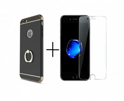 Pachet husa Elegance Luxury 3in1 Black Apple iPhone 7 Plus + folie sticla gratis foto