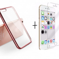 Pachet husa Rose-Gold Apple iPhone 6 Plus/6S Plus + folie de protectie