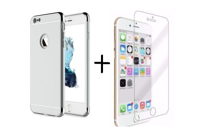 Pachet husa Elegance Luxury 3in1 Silver pentru Apple iPhone 6 / Apple iPhone 6S cu folie de sticla gratis foto