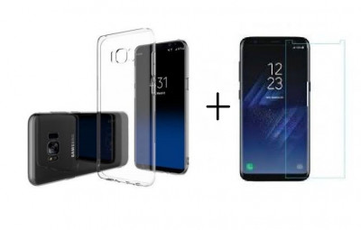 Pachet husa slim transparenta Samsung Galaxy S8 + folie protectie gratis foto