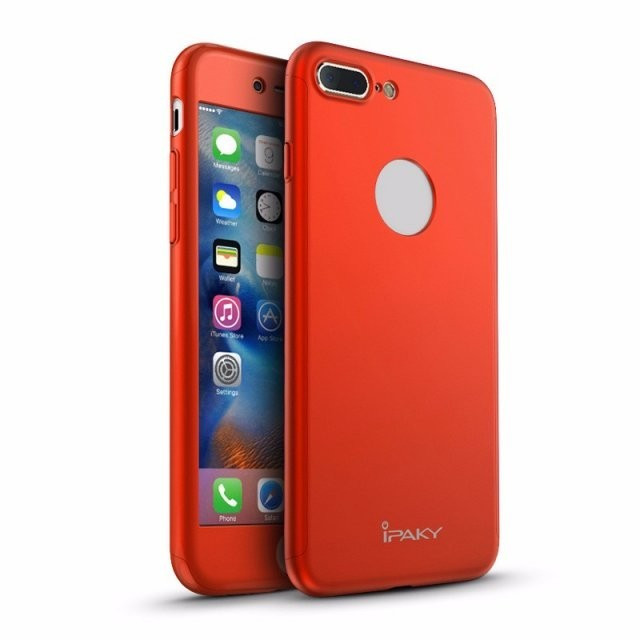 Husa FullBody iPaky Red Apple iPhone 7 Plus 360 grade + folie protectie