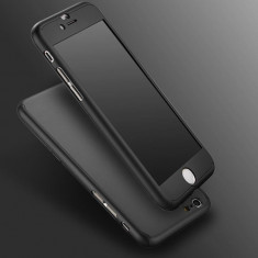 Husa FullBody Elegance Luxury Black Apple iPhone 7 360 grade cu folie protectie
