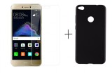 Pachet husa Slim Antisoc Black Huawei P8 / P9 Lite 2017 + folie protectie gratis, Oem