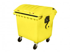 Container HDPE CLE 1100L cu capac rotund galben foto