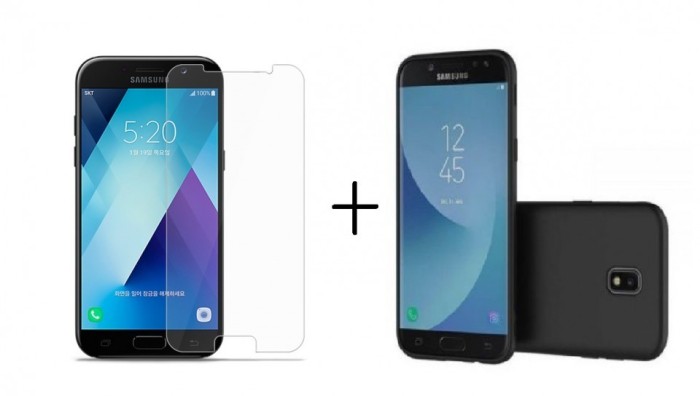 Pachet husa antisoc Black Samsung Galaxy J7 2017 + folie de protectie gratis