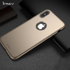 Husa FullBody Elegance Luxury iPaky Gold pentru iPhone X, acoperire completa 360 grade cu folie de protectie gratis