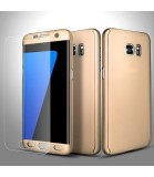 Husa Full Body 360 Gold Samsung Galaxy S7 Edge + Folie Protectie Cadou - Protectie Completa Eleganta Luxury