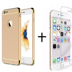 Pachet husa 3in1 Gold Apple iPhone 6 Plus/6S Plus + folie sticla