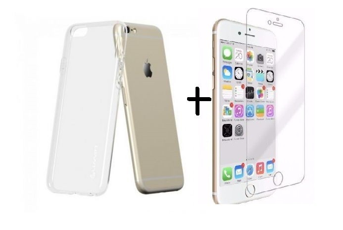 Pachet husa TPU transparenta Apple iPhone 6 Plus/6S Plus + folie sticla gratis